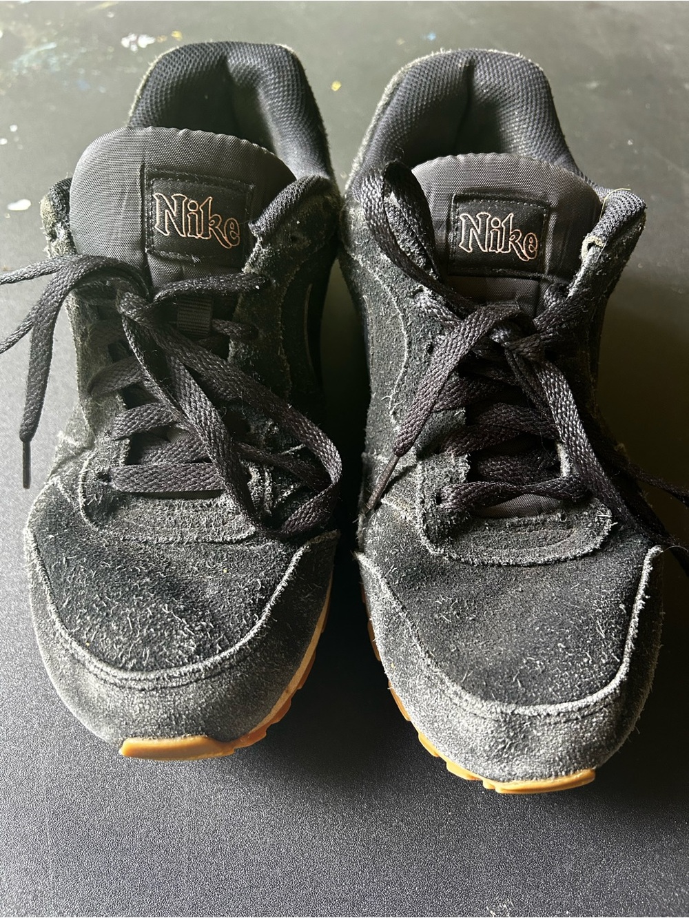 Nike Black Suede Athletic Sneakers with Gum Soles
